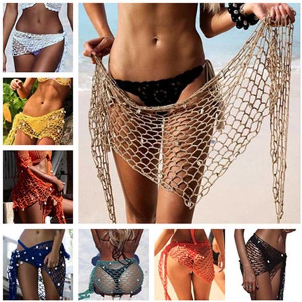 crochet mesh bikini triangle shawl cover up with shell beach sarong wrap skirt scarf, White;black
crochet mesh bikini triangle shawl cover up with shell beach sarong wrap skirt scarf, White;black