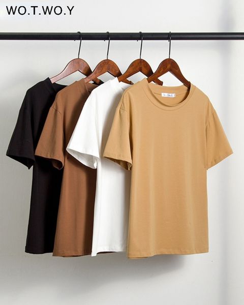 women's t-shirt wotwoy solid casual basic t-shirt women summer short sleeve knitted cotton tee shirt women black white korean femme 230
women's t-shirt wotwoy solid casual basic t-shirt women summer short sleeve knitted cotton tee shirt women black white korean femme 230