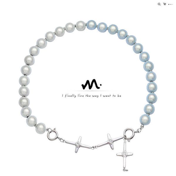ins neutral style west empress dowager reflective imitation cat's eye beads cross zircon inlaid titanium steel necklace female, Silver
ins neutral style west empress dowager reflective imitation cat's eye beads cross zircon inlaid titanium steel necklace female, Silver