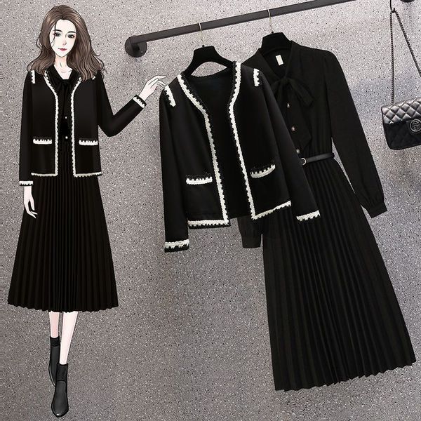 two piece dress women's fashion knit black short jacket midi dress two piece set korean lady graceful patchwork coats dresses outfits o, White
two piece dress women's fashion knit black short jacket midi dress two piece set korean lady graceful patchwork coats dresses outfits o, White