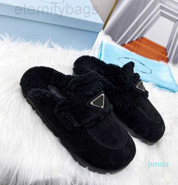 p triangle prad slippers designer woman fashion luxury warm memory foam suede plush shearling lined slip on indoor outdoor clog house women, Black
p triangle prad slippers designer woman fashion luxury warm memory foam suede plush shearling lined slip on indoor outdoor clog house women, Black