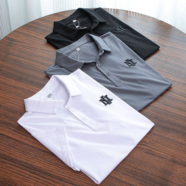 designer mens t shirts embroidered badges classic solid color embroidered striped lapel casual business pure cotton polo shirt short sleevet, White;black
designer mens t shirts embroidered badges classic solid color embroidered striped lapel casual business pure cotton polo shirt short sleevet, White;black