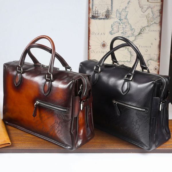 Handmade handbag travel bag antique colored shoulder bag daily commuting multifunctional crossbody bag genuine leather high-quality Three layer briefcase, Black
Handmade handbag travel bag antique colored shoulder bag daily commuting multifunctional crossbody bag genuine leather high-quality Three layer briefcase, Black