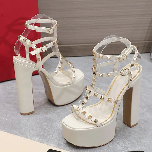 fashion rivet decorative sandals luxury designer high heels women thick sole platform banquet shoes genuine leather comfortable party factor, Black
fashion rivet decorative sandals luxury designer high heels women thick sole platform banquet shoes genuine leather comfortable party factor, Black