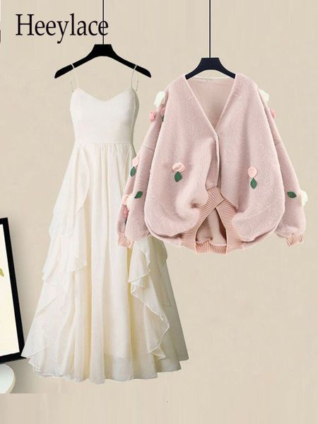 two piece dress women spring two pieces sets korean long sleeve knitted sweater cardigan and ruffles patchwork mesh long dress suit 230403, White
two piece dress women spring two pieces sets korean long sleeve knitted sweater cardigan and ruffles patchwork mesh long dress suit 230403, White