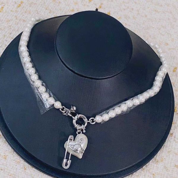 empress dowager xi's love pin pearl necklace planet saturn paper clip heart charm choker collar chain, Silver
empress dowager xi's love pin pearl necklace planet saturn paper clip heart charm choker collar chain, Silver