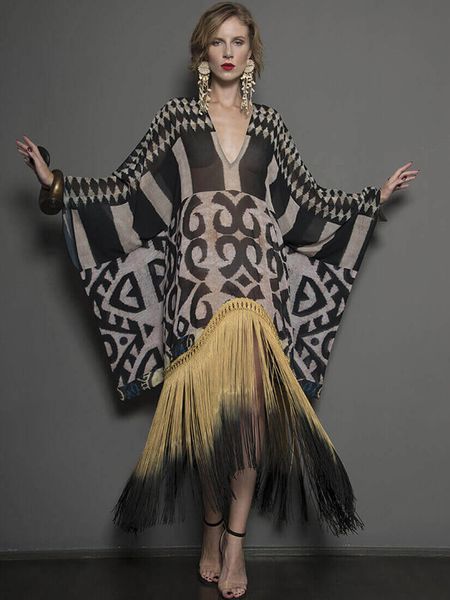 women's swimwear edolynsa boho code print tassel loose dress casual autumn vacation wrap dress women clothes beach wear swim suit cover, White;black
women's swimwear edolynsa boho code print tassel loose dress casual autumn vacation wrap dress women clothes beach wear swim suit cover, White;black