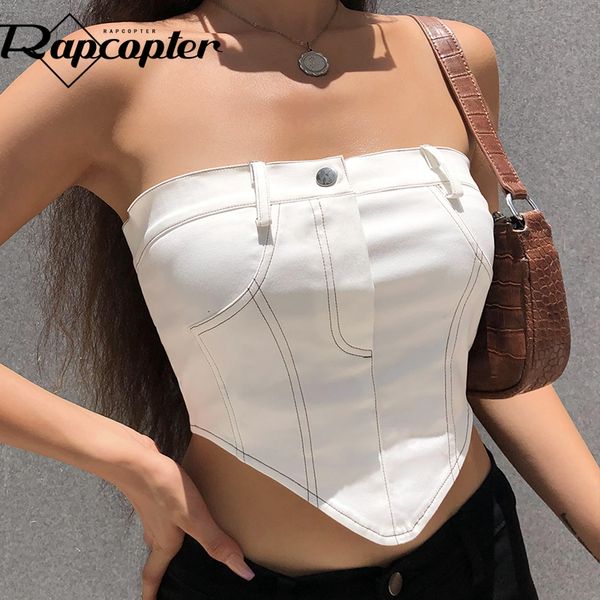 women s tanks camis rapcopter white tube patchwork button corset y2k vintage zipper crop female fashion clubwear streetwear 230403
women s tanks camis rapcopter white tube patchwork button corset y2k vintage zipper crop female fashion clubwear streetwear 230403