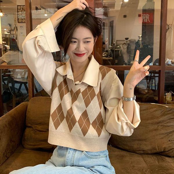 women's vests lucyever retro argyle pattern women vest sweater harajuku preppy style sleeveless sweaters girl autumn v-neck knitted cro, Black;white
women's vests lucyever retro argyle pattern women vest sweater harajuku preppy style sleeveless sweaters girl autumn v-neck knitted cro, Black;white