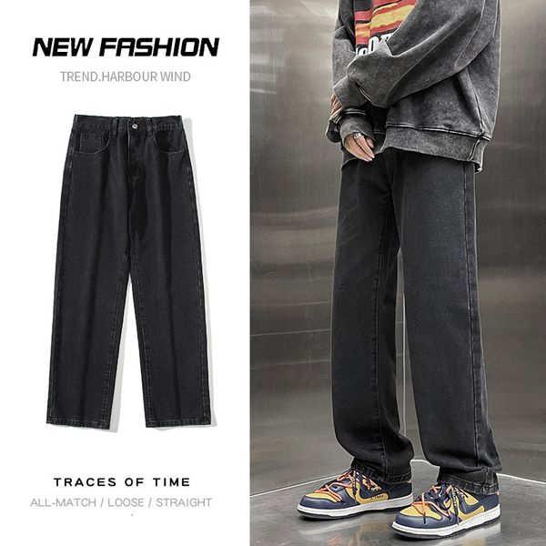 men's jeans 2023 spring autumn streetwear baggy men korean fashion loose straight wide leg pants male clothing black blue grey 230403
men's jeans 2023 spring autumn streetwear baggy men korean fashion loose straight wide leg pants male clothing black blue grey 230403
