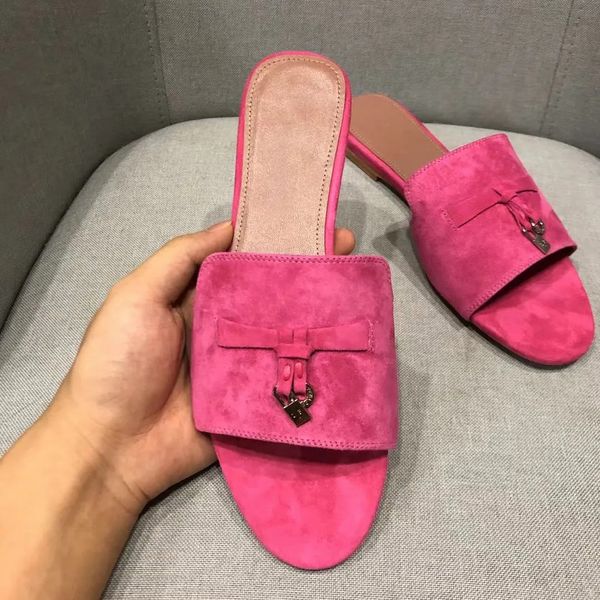summer lp piana charms slides embellished suede slippers luxe sandals shoes genuine leather open toe casual flats for women luxury designers, Black
summer lp piana charms slides embellished suede slippers luxe sandals shoes genuine leather open toe casual flats for women luxury designers, Black