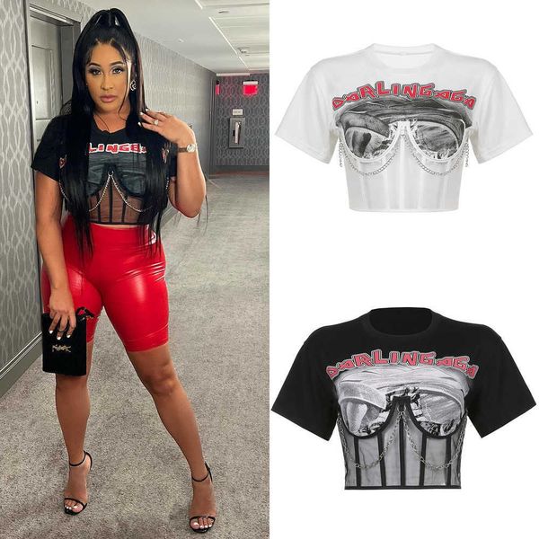 2023 summer t shirt new fashion irregular mesh splice letter print short chain t-shirt top, White
2023 summer t shirt new fashion irregular mesh splice letter print short chain t-shirt top, White