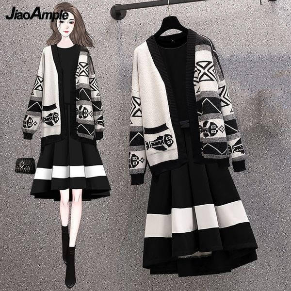 two piece dress autumn winter women vintage sweater cardigan black dress outfits lady graceful loose knit coats slim gowns two piece set jac, White
two piece dress autumn winter women vintage sweater cardigan black dress outfits lady graceful loose knit coats slim gowns two piece set jac, White