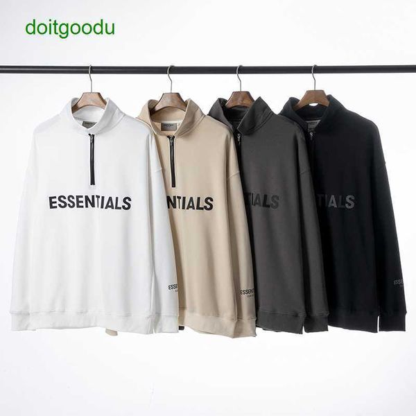 women and men's hoodies fear god fosg double thread essen half zip mock neck sweater loose coat couple, Black
women and men's hoodies fear god fosg double thread essen half zip mock neck sweater loose coat couple, Black