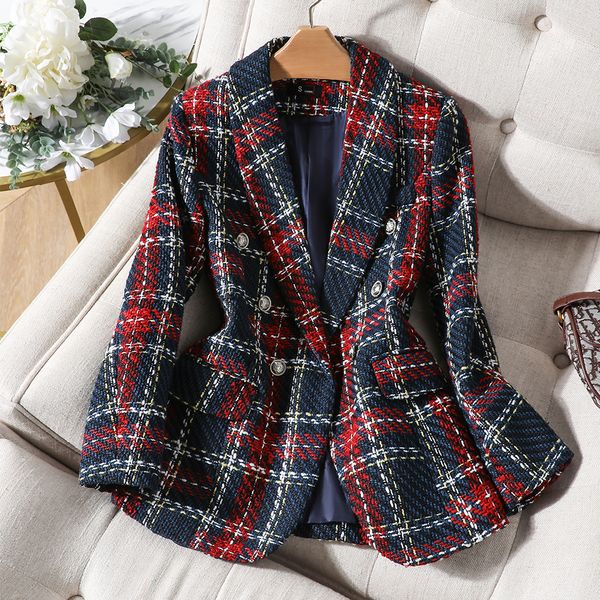 women's suits blazers thick winter blazer women fashion ladies red blue plaid coat female slim casual single breasted jacket 230403, White;black
women's suits blazers thick winter blazer women fashion ladies red blue plaid coat female slim casual single breasted jacket 230403, White;black