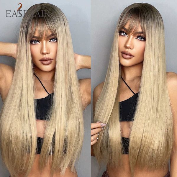 synthetic wigs easihair long ombre bleach blonde straight synthetic wig with bangs daily cosplay natural hair for women heat resistant 23022, Black
synthetic wigs easihair long ombre bleach blonde straight synthetic wig with bangs daily cosplay natural hair for women heat resistant 23022, Black
