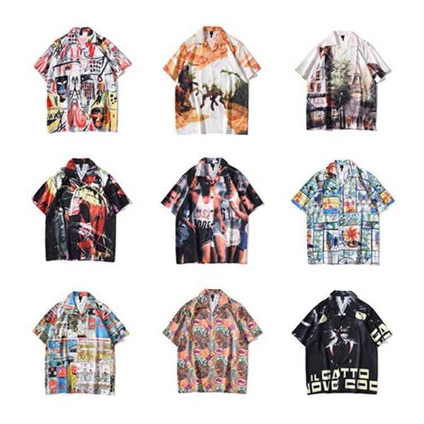 vintage holiday style abstract printed shirt men's and women's short sleeve thin loose lazy shirt coat, Black;white
vintage holiday style abstract printed shirt men's and women's short sleeve thin loose lazy shirt coat, Black;white