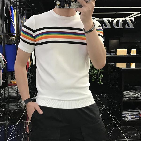 men's t-shirts summer men's elastic t-shirt patch work color stripe knitted t-shirt men's short sleeve o-neck casual t-shirt, White;black
men's t-shirts summer men's elastic t-shirt patch work color stripe knitted t-shirt men's short sleeve o-neck casual t-shirt, White;black