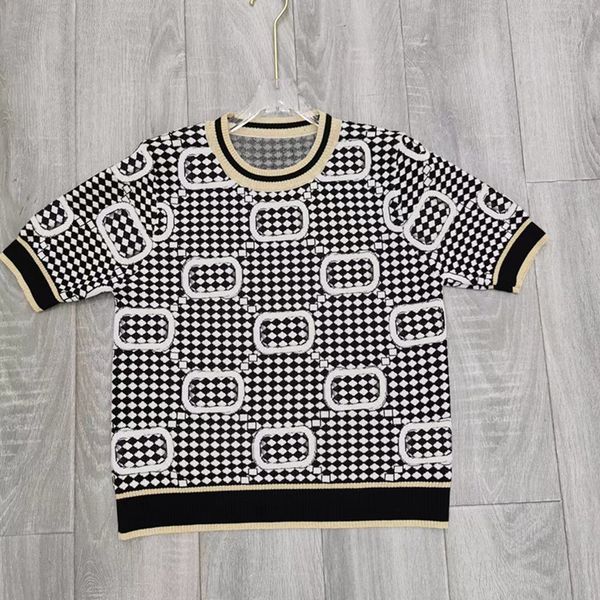 women's knits short sleeve tees sweater big letter jacquard comfortable womens knitted soft material crewneck, White;black
women's knits short sleeve tees sweater big letter jacquard comfortable womens knitted soft material crewneck, White;black