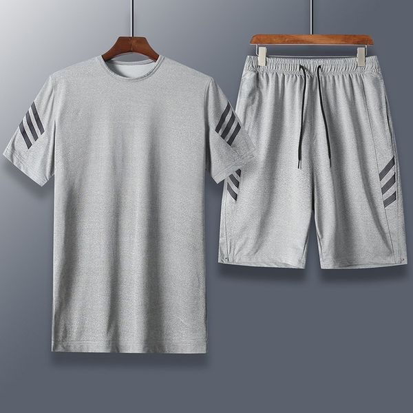 men s tracksuits summer sports suit casual fashion basketball clothes brand quick drying loose running gym two piece 230403, Gray 
men s tracksuits summer sports suit casual fashion basketball clothes brand quick drying loose running gym two piece 230403, Gray