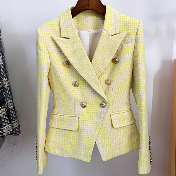 women's suits blazers high street est fashion designer jacket women's lion buttons double breasted slim fitting tweed houndstooth, White;black
women's suits blazers high street est fashion designer jacket women's lion buttons double breasted slim fitting tweed houndstooth, White;black