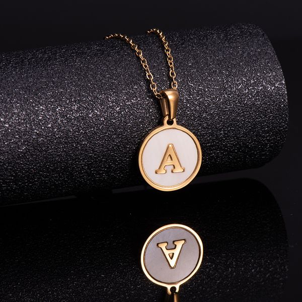 18k plated chain necklaces male round natural shell initial letters pendant stainless steel jewelry for women gifts, Silver
18k plated chain necklaces male round natural shell initial letters pendant stainless steel jewelry for women gifts, Silver