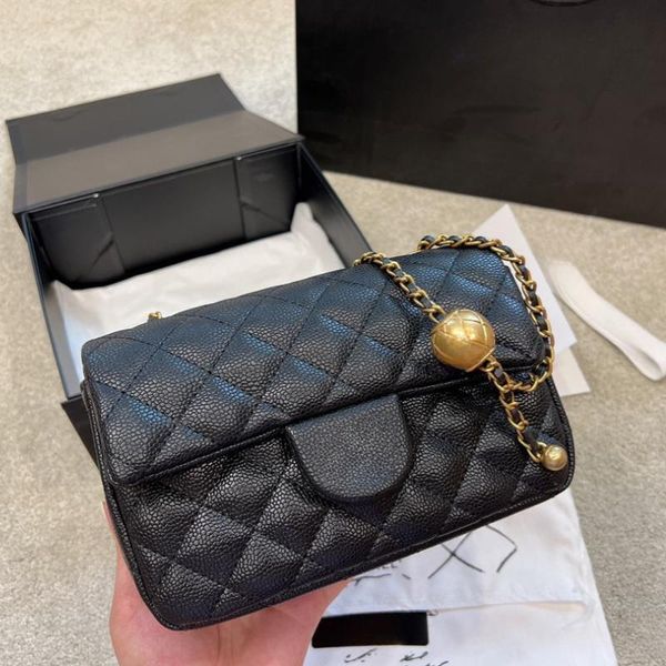 

Luxury Top Ladies Shoulder Bag Crossbody Bag Purse Caviar Diamond Leather Handbag Tote Large Bag Shopping Bags Wallet Purse Little Golden Ball, Black