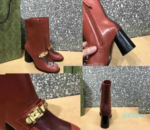 women's new ashion boots fashion gold chain buckle leather short bots spring and autumn street party show high heels 8cm luxury luggage, Black
women's new ashion boots fashion gold chain buckle leather short bots spring and autumn street party show high heels 8cm luxury luggage, Black