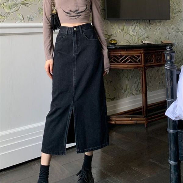 skirts women's denim vintage wash ulzzang high waist street clothing vintage full matching front seam design fashion female student mid, Black
skirts women's denim vintage wash ulzzang high waist street clothing vintage full matching front seam design fashion female student mid, Black