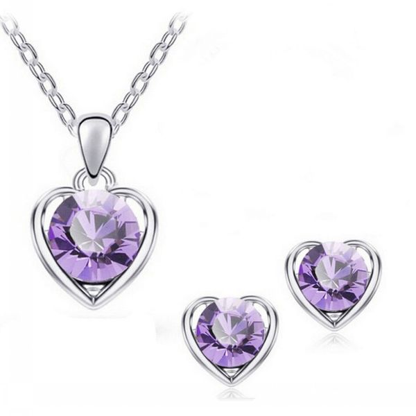 10 sets/lot heart-shaped pendant necklace ear studs inlaid rhinestone crystal twinkle decorate adjeustable length american style elegant orn, Silver
10 sets/lot heart-shaped pendant necklace ear studs inlaid rhinestone crystal twinkle decorate adjeustable length american style elegant orn, Silver