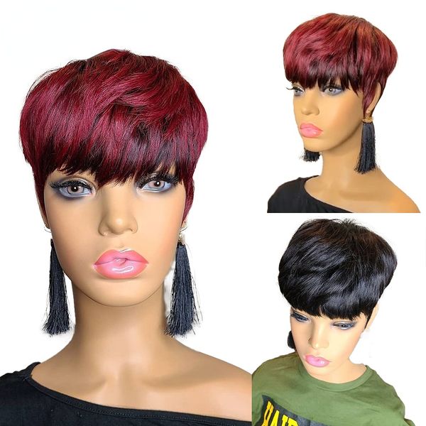 99j short pixie cut human hair wigs black women pixie bob wig with bangs burgundy ombre brown straight brazilian hair full lace wig
99j short pixie cut human hair wigs black women pixie bob wig with bangs burgundy ombre brown straight brazilian hair full lace wig