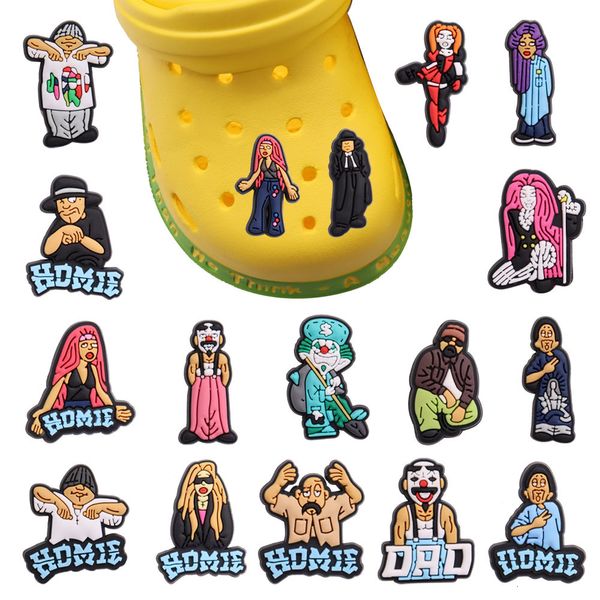 shoe parts accessories wholesale 50pcs homie series pvc shoes accessories shoe charms hiphop shoe decoration buckle clog diy croc jibz fit m, White;pink
shoe parts accessories wholesale 50pcs homie series pvc shoes accessories shoe charms hiphop shoe decoration buckle clog diy croc jibz fit m, White;pink