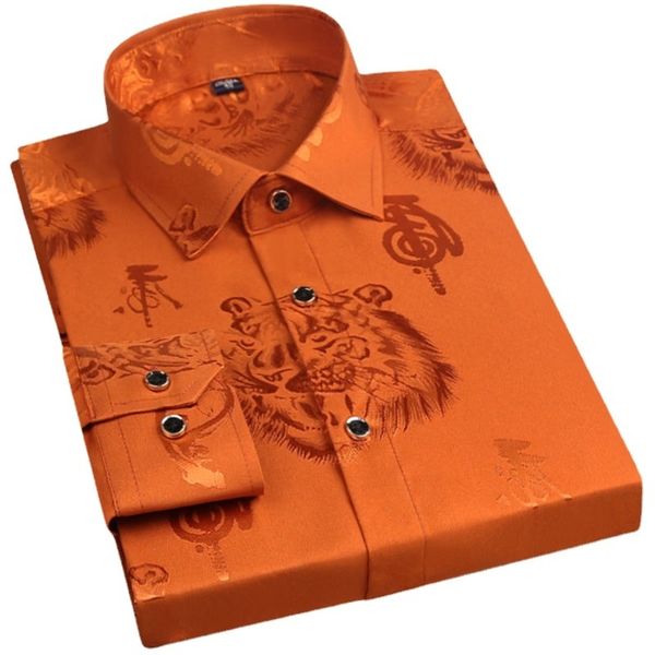 men s casual shirts spring long sleeved tiger print orange lapel single breasted hanfu slim fit men japanese fashion 230403, White;black
men s casual shirts spring long sleeved tiger print orange lapel single breasted hanfu slim fit men japanese fashion 230403, White;black