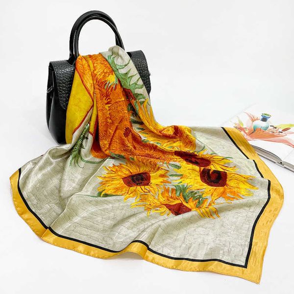 sarongs 2021 new silk scarf women big square scarf 90cm oil painting printing sunflower custom satin scarf p230323, Blue;gray
sarongs 2021 new silk scarf women big square scarf 90cm oil painting printing sunflower custom satin scarf p230323, Blue;gray