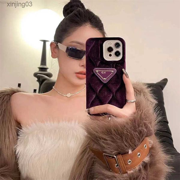 Image of Designer Womens Phone Cases For Iphone 14 14pro 14promax 14plus Fine Velvet Wave Air Cushion Luxury Brand Phonecases 13 12 11 Brand xinjing03