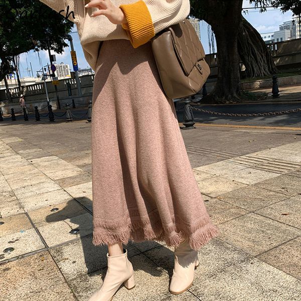 skirts knitted long skirt women's high waist tassels fashion solid vintage women's elegant full matching casual street clothing li, Black
skirts knitted long skirt women's high waist tassels fashion solid vintage women's elegant full matching casual street clothing li, Black