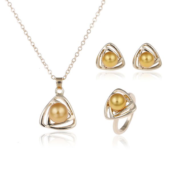 hollow triangle pendant necklace ear studs ring sets inlaid imitation pearl noble and elegant decorate adjeustable length valentine's d, Silver
hollow triangle pendant necklace ear studs ring sets inlaid imitation pearl noble and elegant decorate adjeustable length valentine's d, Silver