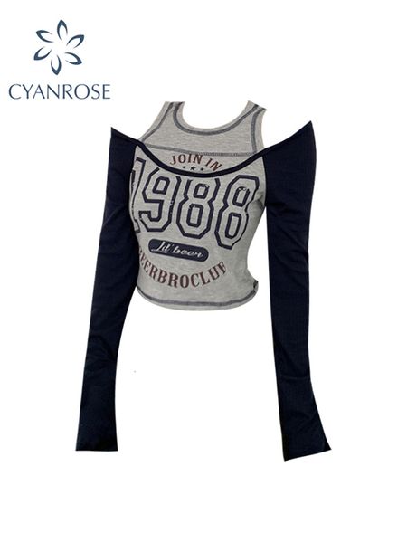 women s t shirt american college style y2k off shoulder o neck long sleeve letter print contrast color tees autumn 230403, White
women s t shirt american college style y2k off shoulder o neck long sleeve letter print contrast color tees autumn 230403, White