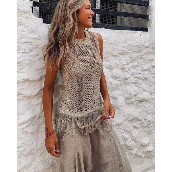 women's swimwear bikinis cover-ups knitted see through mesh beach cover summer clothes o neck hollow out blouse tassel tank 230403, White;black
women's swimwear bikinis cover-ups knitted see through mesh beach cover summer clothes o neck hollow out blouse tassel tank 230403, White;black