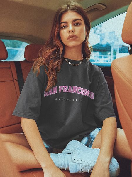 women's t-shirt san francisco letter graphic drop shoulder longline t-shirt for women soft breathable short sleeve summer cool female t, White
women's t-shirt san francisco letter graphic drop shoulder longline t-shirt for women soft breathable short sleeve summer cool female t, White