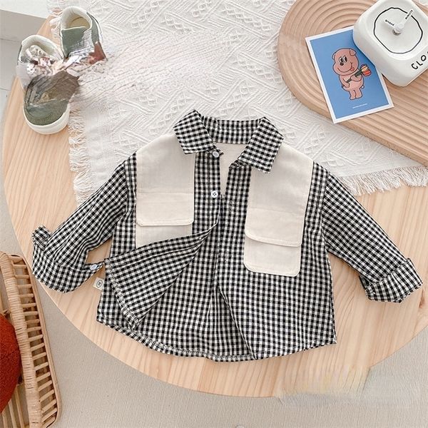 kids shirts spring and autumn baby patchwork solid shirt children's korean casual shirt 230403, White;black
kids shirts spring and autumn baby patchwork solid shirt children's korean casual shirt 230403, White;black