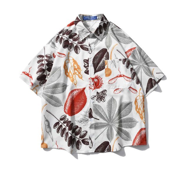 china-chic floral print short sleeve shirt for men and women street hip-hop loose casual hawaiian lovers shirt, Black;white
china-chic floral print short sleeve shirt for men and women street hip-hop loose casual hawaiian lovers shirt, Black;white