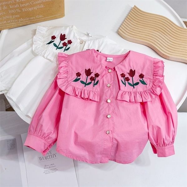 kids shirts baby girls fashion embroidery flower large collar cotton shirt cardigan children's spring summer clothing 230403, White;black
kids shirts baby girls fashion embroidery flower large collar cotton shirt cardigan children's spring summer clothing 230403, White;black