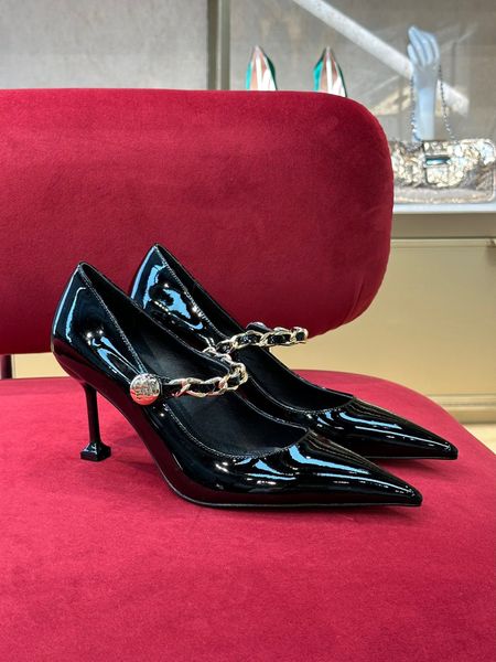 miu mary jane shoes female high heeled leather shoes pointed shoes female gold buckle chain casual vacation banquet female, Black
miu mary jane shoes female high heeled leather shoes pointed shoes female gold buckle chain casual vacation banquet female, Black