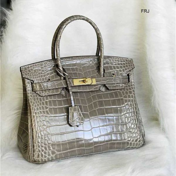 designer birkin bags herms crocodile leather womens bag quality fashion portable one shoulder messenger bag frj
