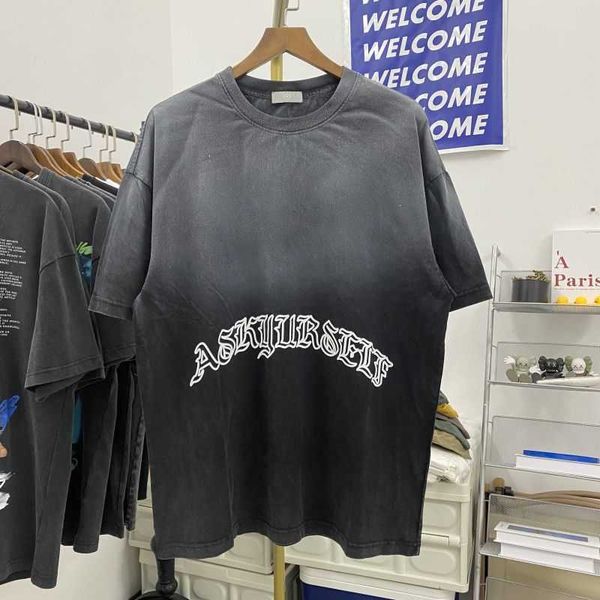 ask small fashion brand summer wash gradient sanskrit gothic letter base high street distressed short sleeve t-shirt for men and women, White;black
ask small fashion brand summer wash gradient sanskrit gothic letter base high street distressed short sleeve t-shirt for men and women, White;black
