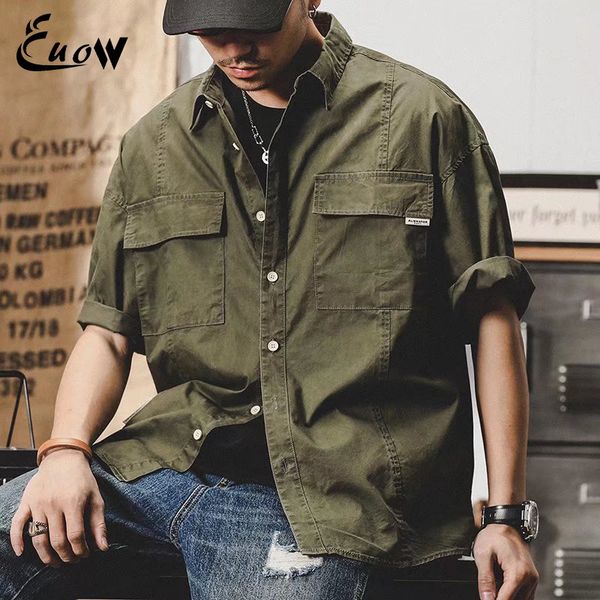 men's casual shirts euow american summer short sleeved safari style men shirt loose trendy handsome jacket brand street boys clothing 2, White;black
men's casual shirts euow american summer short sleeved safari style men shirt loose trendy handsome jacket brand street boys clothing 2, White;black