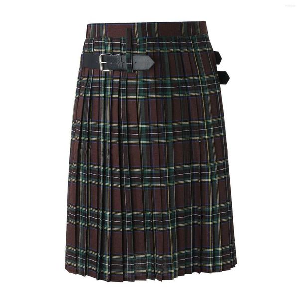 men's pants mens fashion casual retro scottish style plaid contrast waistband pleated skirt, Black
men's pants mens fashion casual retro scottish style plaid contrast waistband pleated skirt, Black