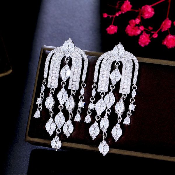 dangle chandelier cwwzircons expensive bling cz big long dangly drop chandelier bridal earrings women's luxury wedding jewelry accessor, Silver
dangle chandelier cwwzircons expensive bling cz big long dangly drop chandelier bridal earrings women's luxury wedding jewelry accessor, Silver