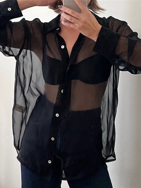 women's blouses shirt's sheer button up shirt y2k long sleeve lapel v neck mesh vintage see through basic blouse streetwear 230404, White
women's blouses shirt's sheer button up shirt y2k long sleeve lapel v neck mesh vintage see through basic blouse streetwear 230404, White